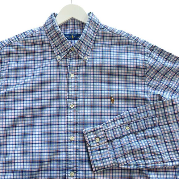 Ralph Lauren Check Plaid Button Down Shirt Long Sleeve Collared Mens XL - Picture 1 of 11
